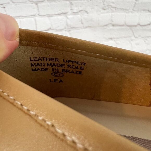 PARTNERS classic beige leather loafers flat shoes size 8M - Picture 5 of 11